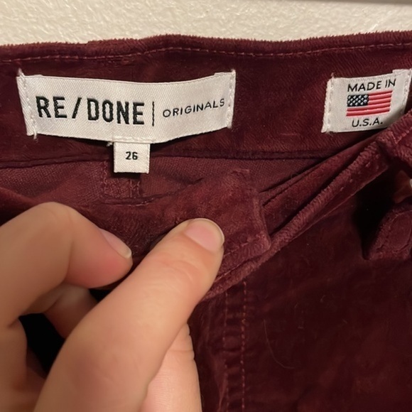 Re/Done Originals Velvet High Rise Ankle Crop Jeans Women’s Size 26 Pants Red - Picture 8 of 10